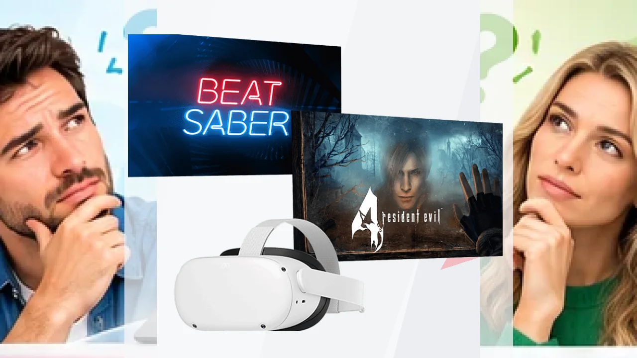 Gafas de realidad virtual Meta Oculus Quest 2 128 GB 6 GB RAM 3D Snapdragon™ XR2 + 1 Juego Beat Saber + 1 juego Resident Evil 4 Blanco